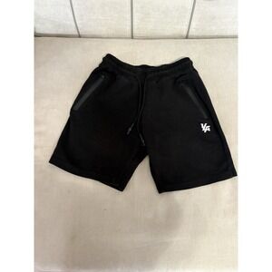 Young LA Heavy Knit Athletic Shorts Mens M Black Gym Embroidered Zip Pocket